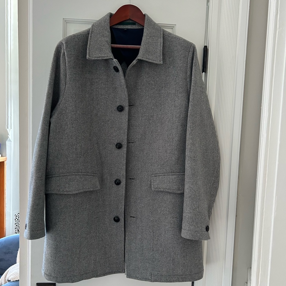 Bonobos Wool Car Coat | size L | grey herringbone